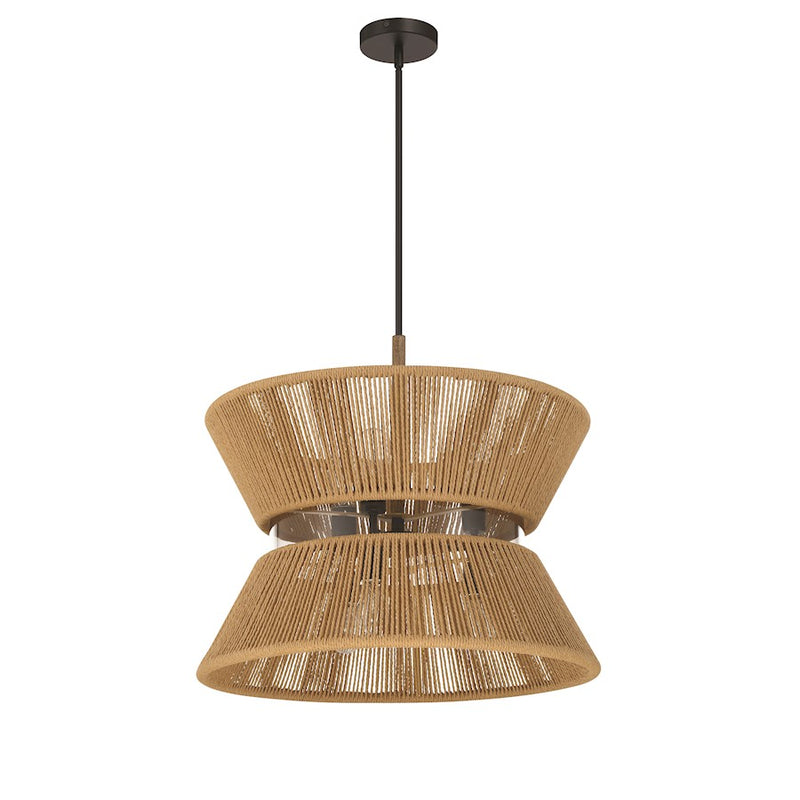Craftmade Serena 6 Light Pendant, Flat Black/Walnut/Smoked Clear
