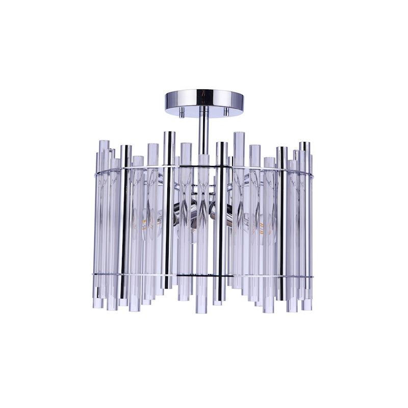 Craftmade Reveal 3 Light Semi Flush, Chrome/Clear