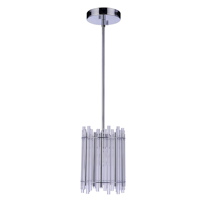 Craftmade Reveal 1 Light Pendant, Chrome/Clear