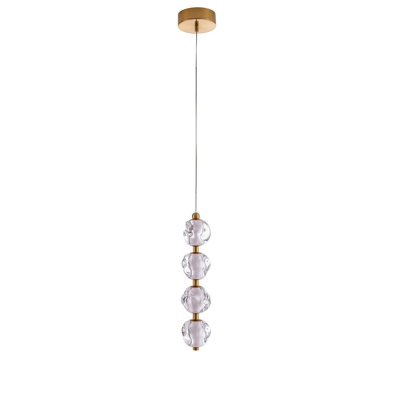 Craftmade Jackie 4 Light LED Pendant, Satin Brass/Clear/Frosted