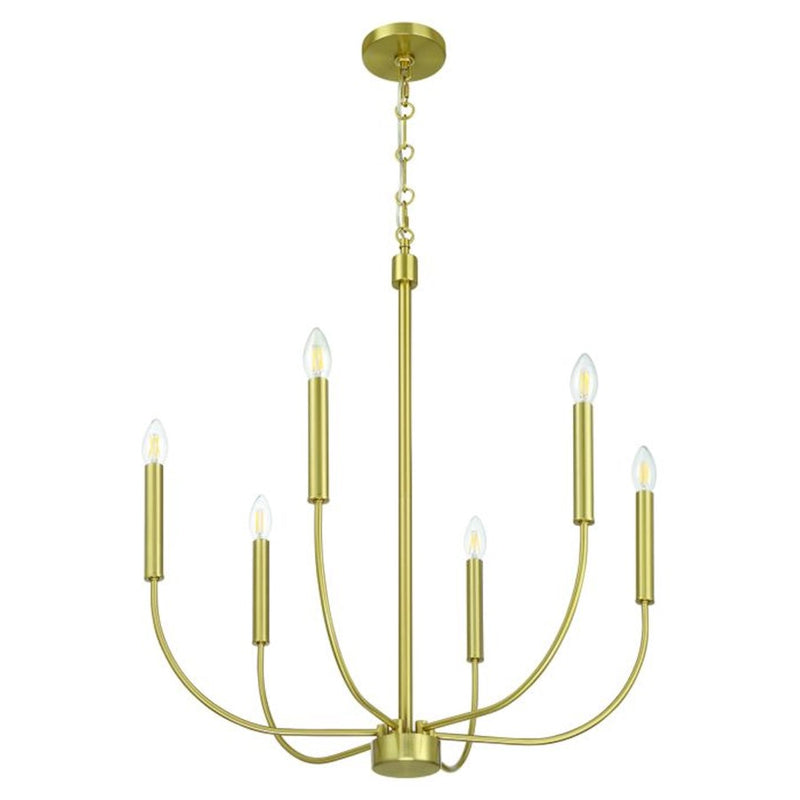 Craftmade Traci 6 Light Chandelier, Brass