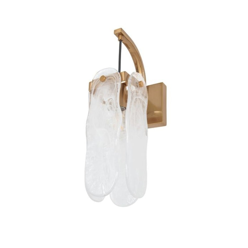 Craftmade Angela 1 Light Wall Sconce, Brass/White Art Glass
