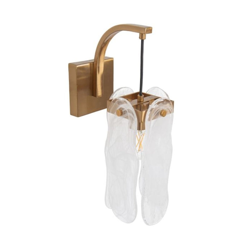 Craftmade Angela 1 Light Wall Sconce, Brass/White Art Glass