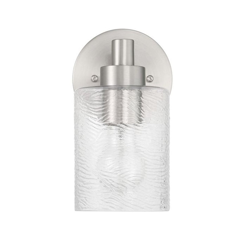 Craftmade Lyndsey 1 Light Wall Sconce, Nickel/Clear Textured