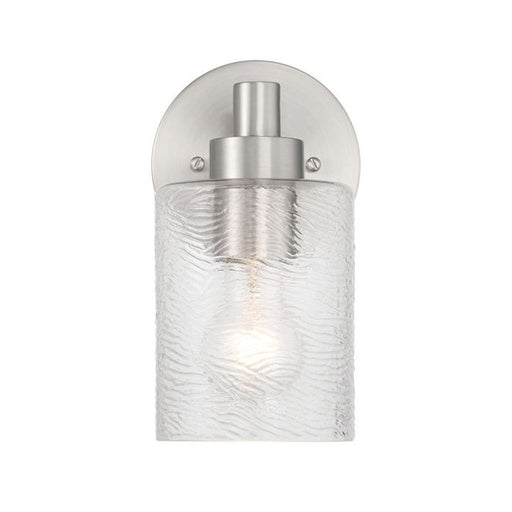Craftmade Lyndsey 1 Light Wall Sconce, Nickel/Clear Textured