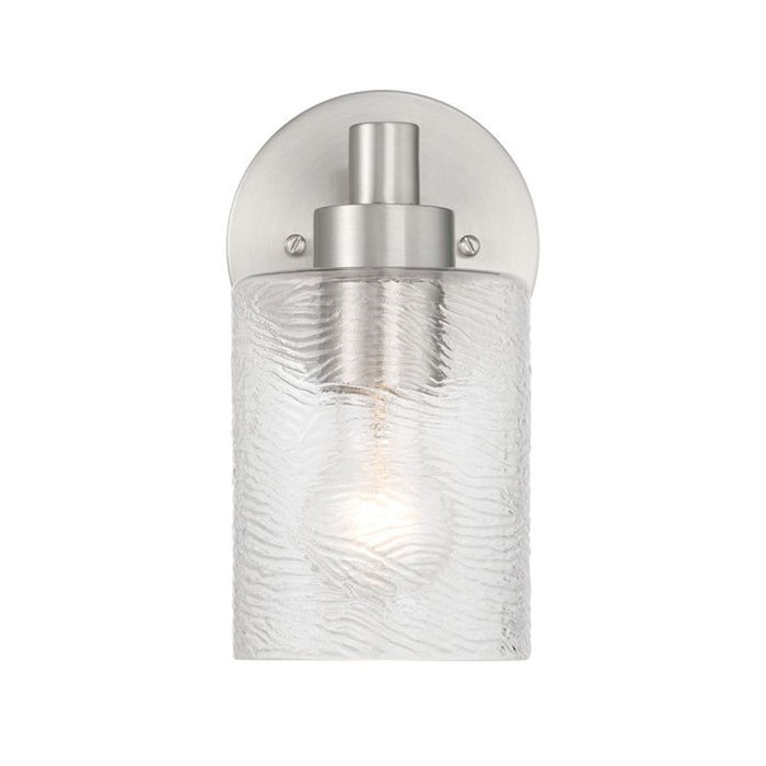Craftmade Lyndsey 1 Light Wall Sconce, Nickel/Clear Textured