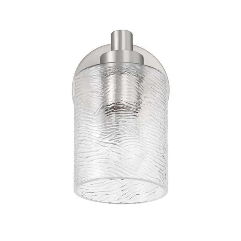 Craftmade Lyndsey 1 Light Wall Sconce, Nickel/Clear Textured