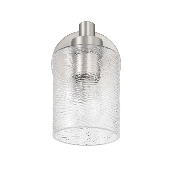 Craftmade Lyndsey 1 Light Wall Sconce, Nickel/Clear Textured