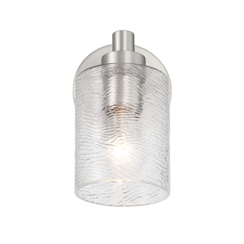 Craftmade Lyndsey 1 Light Wall Sconce, Nickel/Clear Textured