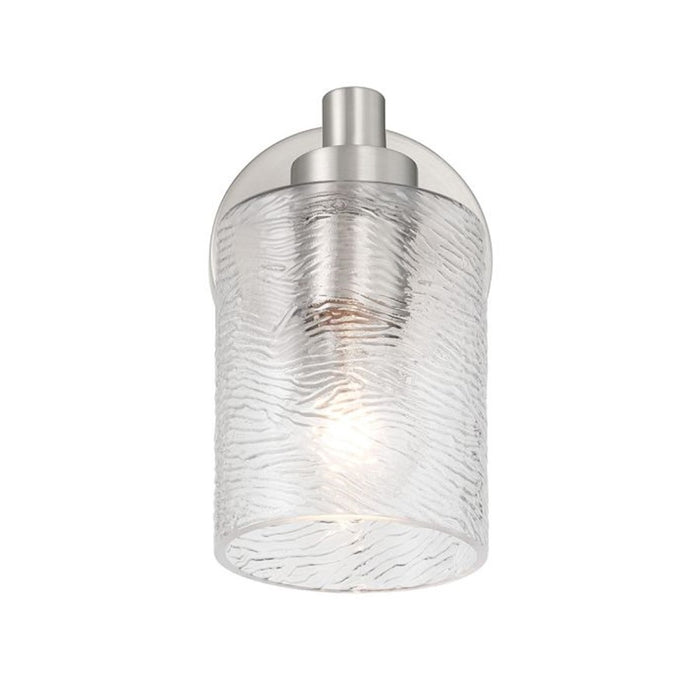 Craftmade Lyndsey 1 Light Wall Sconce, Nickel/Clear Textured