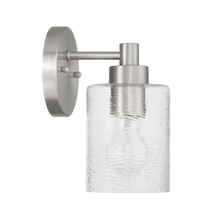Craftmade Lyndsey 1 Light Wall Sconce, Nickel/Clear Textured