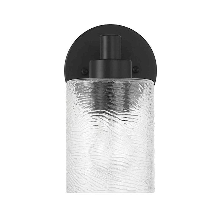 Craftmade Lyndsey 1 Light Wall Sconce, Black/Clear Textured - 60201-FB