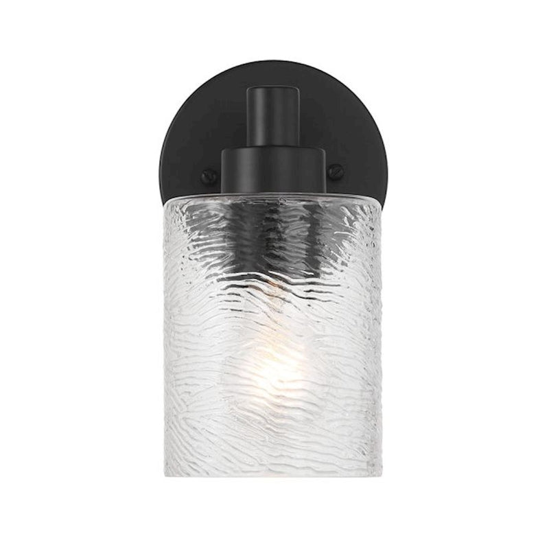 Craftmade Lyndsey 1 Light Wall Sconce, Black/Clear Textured