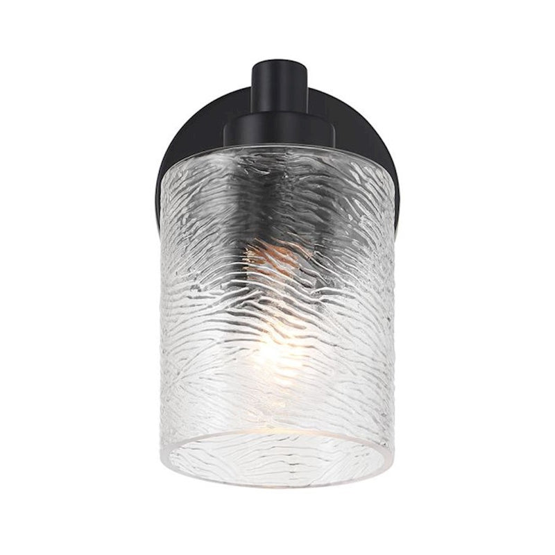 Craftmade Lyndsey 1 Light Wall Sconce, Black/Clear Textured