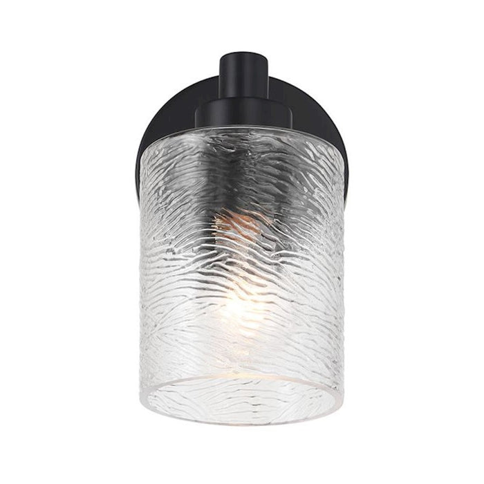 Craftmade Lyndsey 1 Light Wall Sconce, Black/Clear Textured
