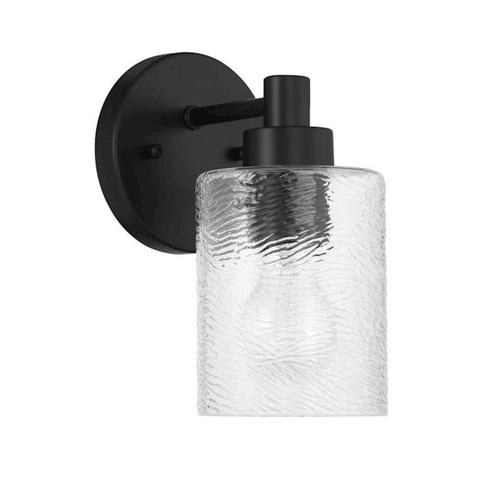 Craftmade Lyndsey 1 Light Wall Sconce, Black/Clear Textured