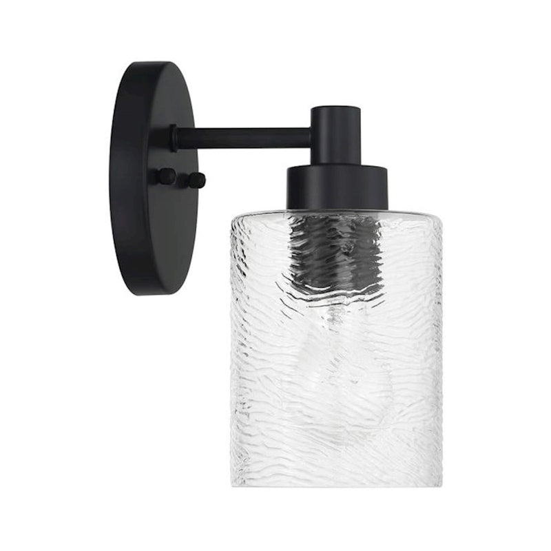 Craftmade Lyndsey 1 Light Wall Sconce, Black/Clear Textured