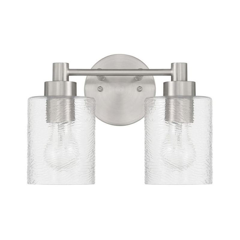 Craftmade Lyndsey 2 Light Vanity, Nickel/Clear Textured