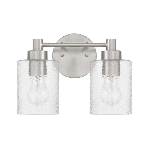 Craftmade Lyndsey 2 Light Vanity, Nickel/Clear Textured - 60202-BNK