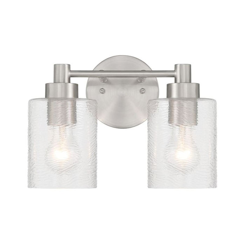 Craftmade Lyndsey 2 Light Vanity, Nickel/Clear Textured