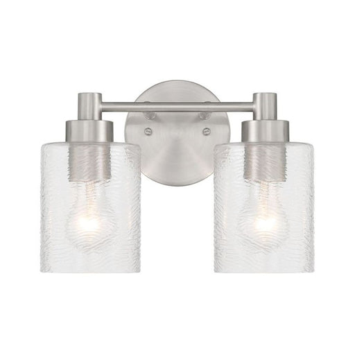 Craftmade Lyndsey 2 Light Vanity, Nickel/Clear Textured