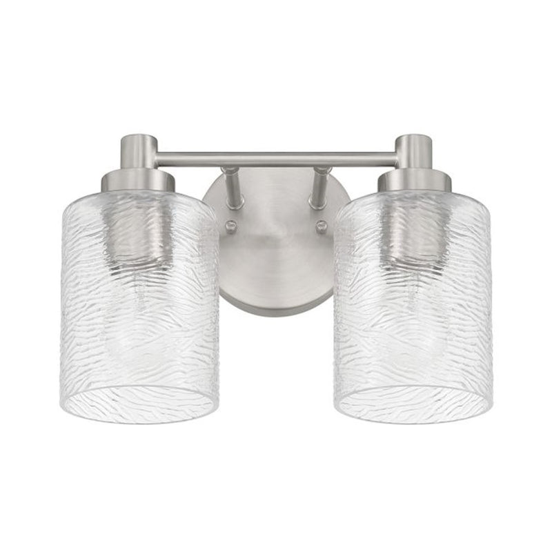 Craftmade Lyndsey 2 Light Vanity, Nickel/Clear Textured