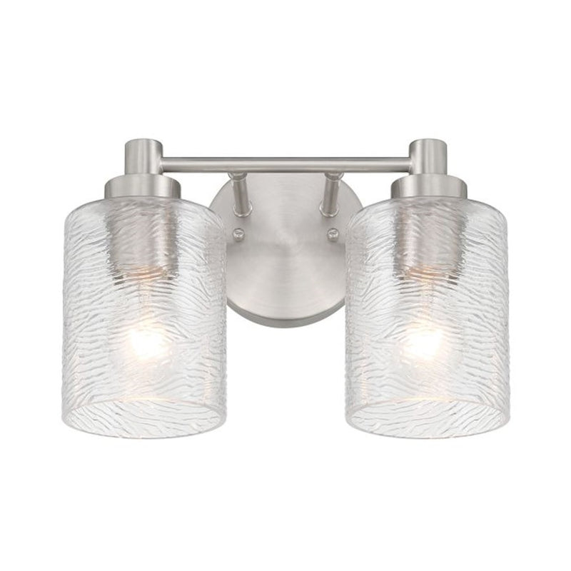 Craftmade Lyndsey 2 Light Vanity, Nickel/Clear Textured