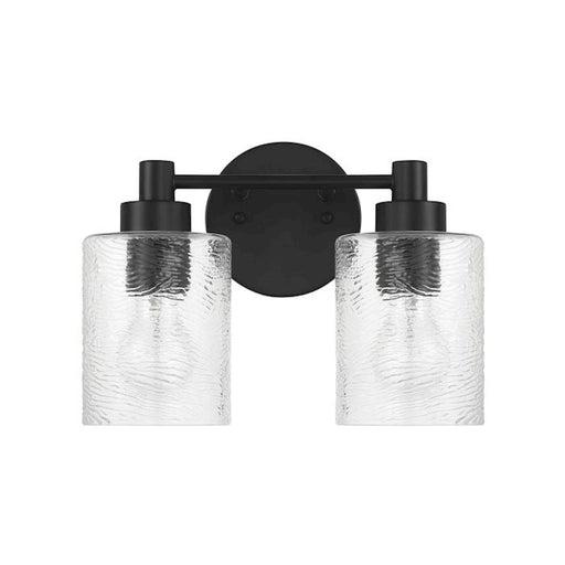 Craftmade Lyndsey 2 Light Vanity, Black/Clear Textured - 60202-FB