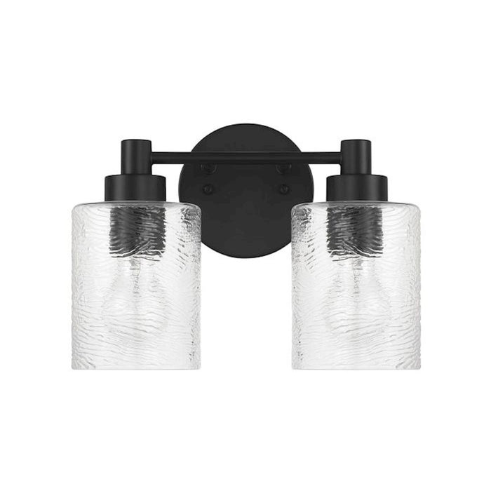 Craftmade Lyndsey 2 Light Vanity, Black/Clear Textured - 60202-FB