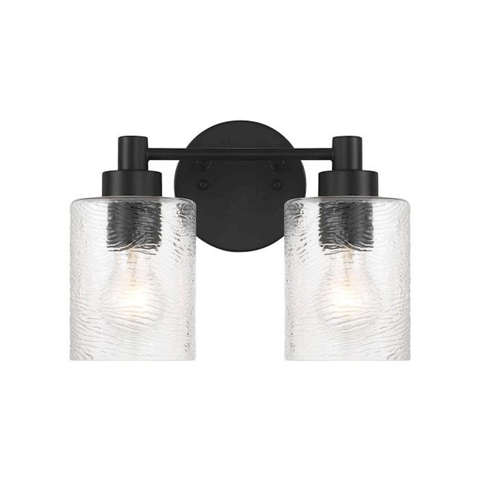 Craftmade Lyndsey 2 Light Vanity, Black/Clear Textured