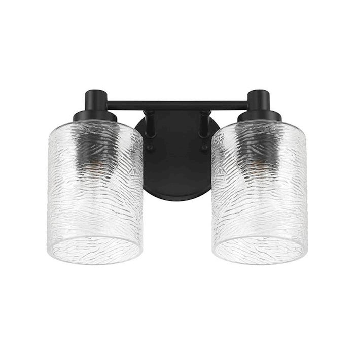 Craftmade Lyndsey 2 Light Vanity, Black/Clear Textured