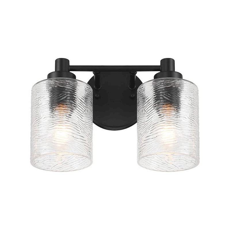 Craftmade Lyndsey 2 Light Vanity, Black/Clear Textured