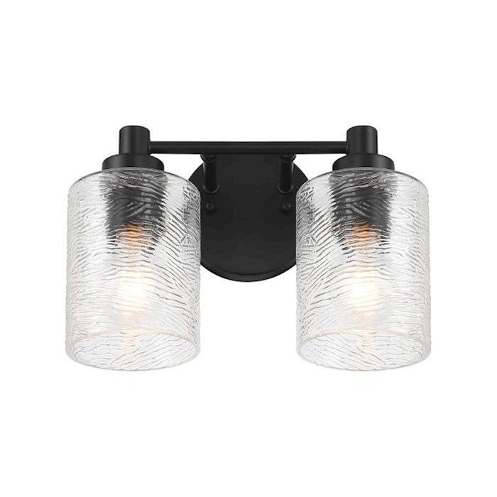 Craftmade Lyndsey 2 Light Vanity, Black/Clear Textured
