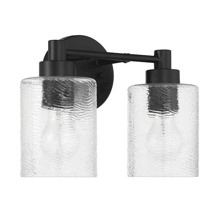 Craftmade Lyndsey 2 Light Vanity, Black/Clear Textured