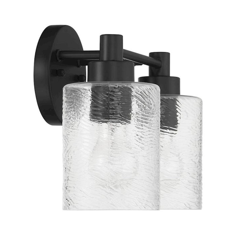 Craftmade Lyndsey 2 Light Vanity, Black/Clear Textured