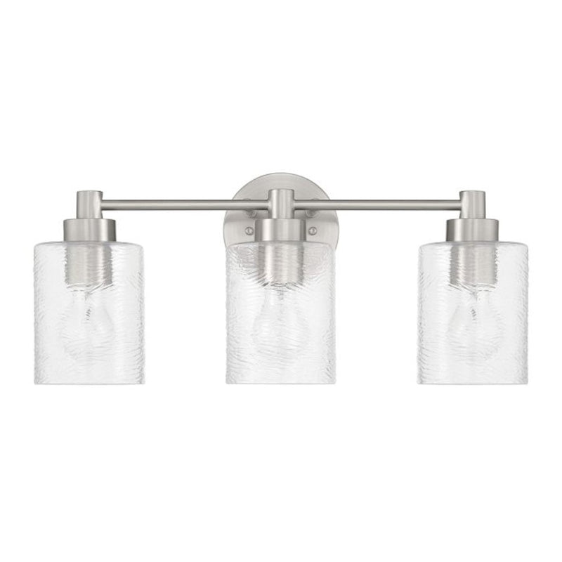 Craftmade Lyndsey 3 Light Vanity, Nickel/Clear Textured