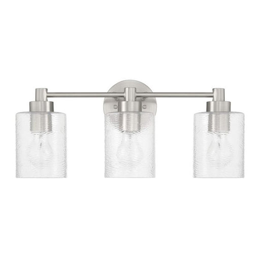 Craftmade Lyndsey 3 Light Vanity, Nickel/Clear Textured - 60203-BNK