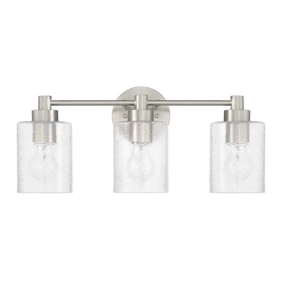 Craftmade Lyndsey 3 Light Vanity, Nickel/Clear Textured - 60203-BNK