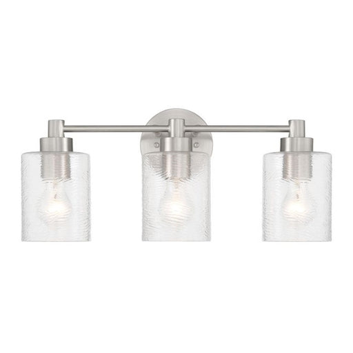 Craftmade Lyndsey 3 Light Vanity, Nickel/Clear Textured