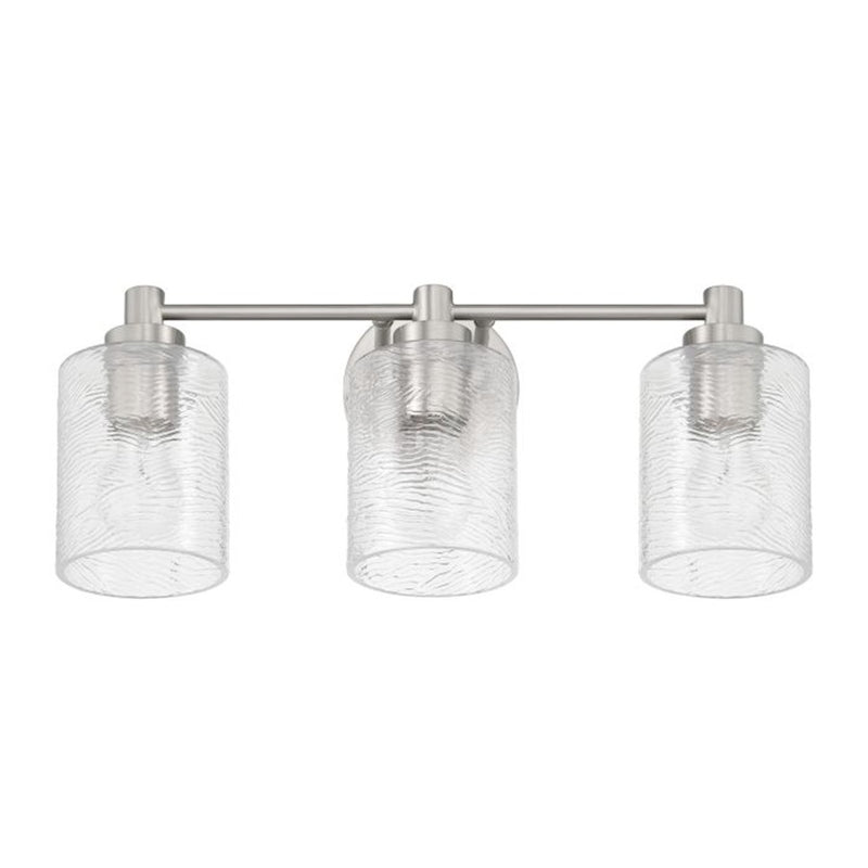 Craftmade Lyndsey 3 Light Vanity, Nickel/Clear Textured