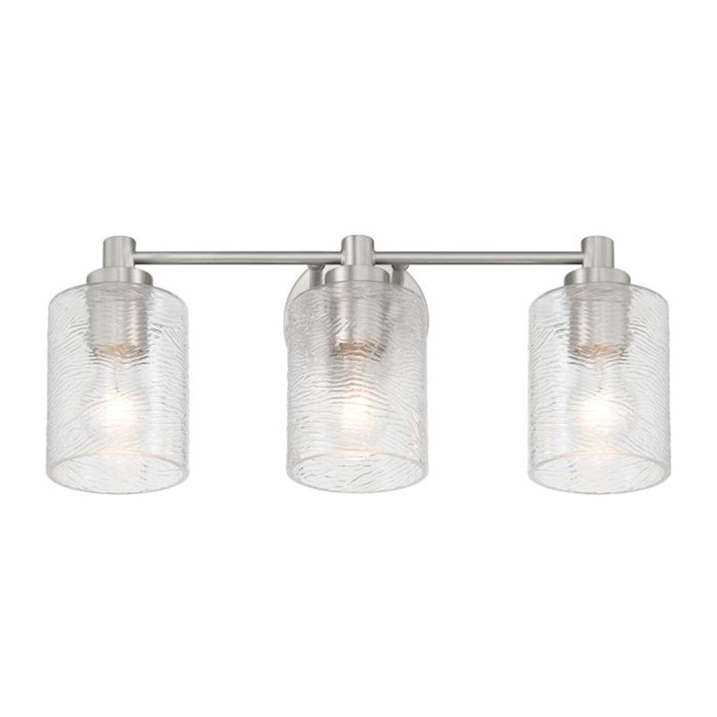 Craftmade Lyndsey 3 Light Vanity, Nickel/Clear Textured
