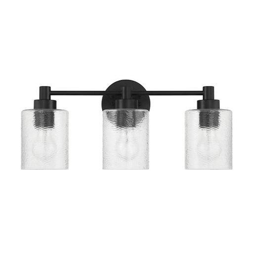 Craftmade Lyndsey 3 Light Vanity, Black/Clear Textured - 60203-FB
