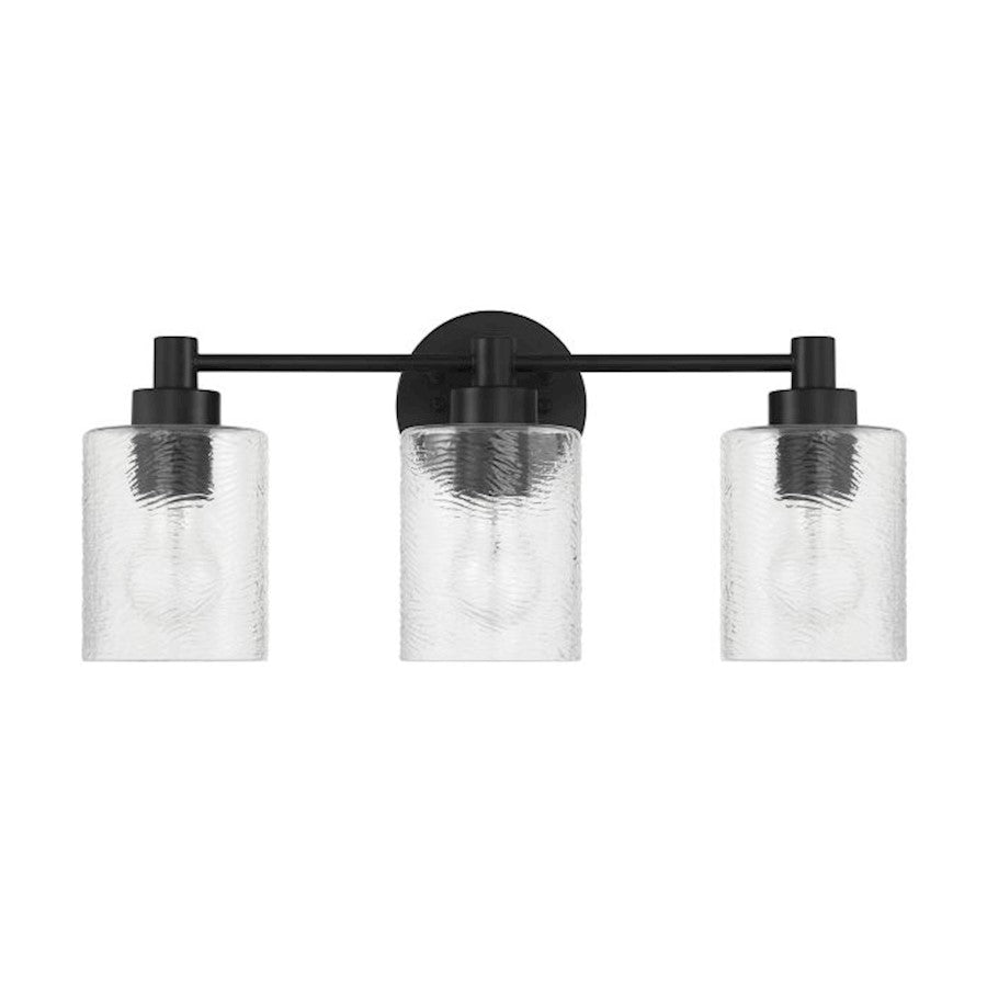 Craftmade Lyndsey 3 Light Vanity, Black/Clear Textured - 60203-FB