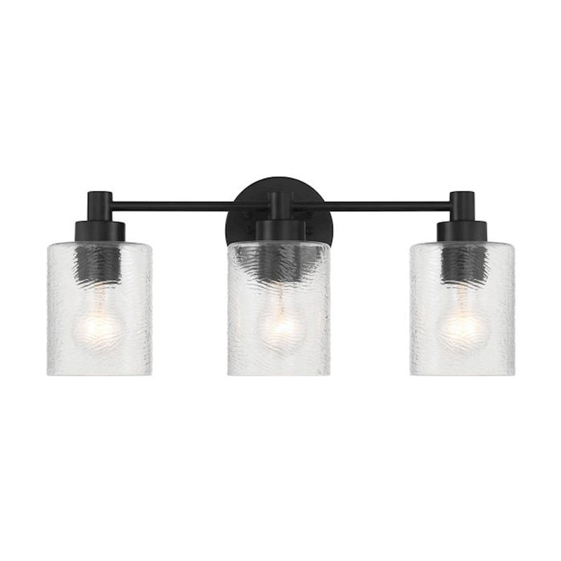 Craftmade Lyndsey 3 Light Vanity, Black/Clear Textured