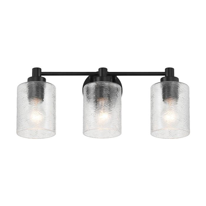 Craftmade Lyndsey 3 Light Vanity, Black/Clear Textured