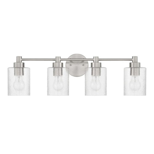 Craftmade Lyndsey 4 Light Vanity, Nickel/Clear Textured - 60204-BNK