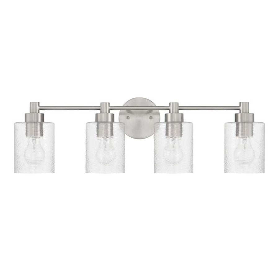 Craftmade Lyndsey 4 Light Vanity, Nickel/Clear Textured - 60204-BNK