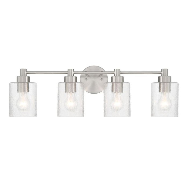 Craftmade Lyndsey 4 Light Vanity, Nickel/Clear Textured
