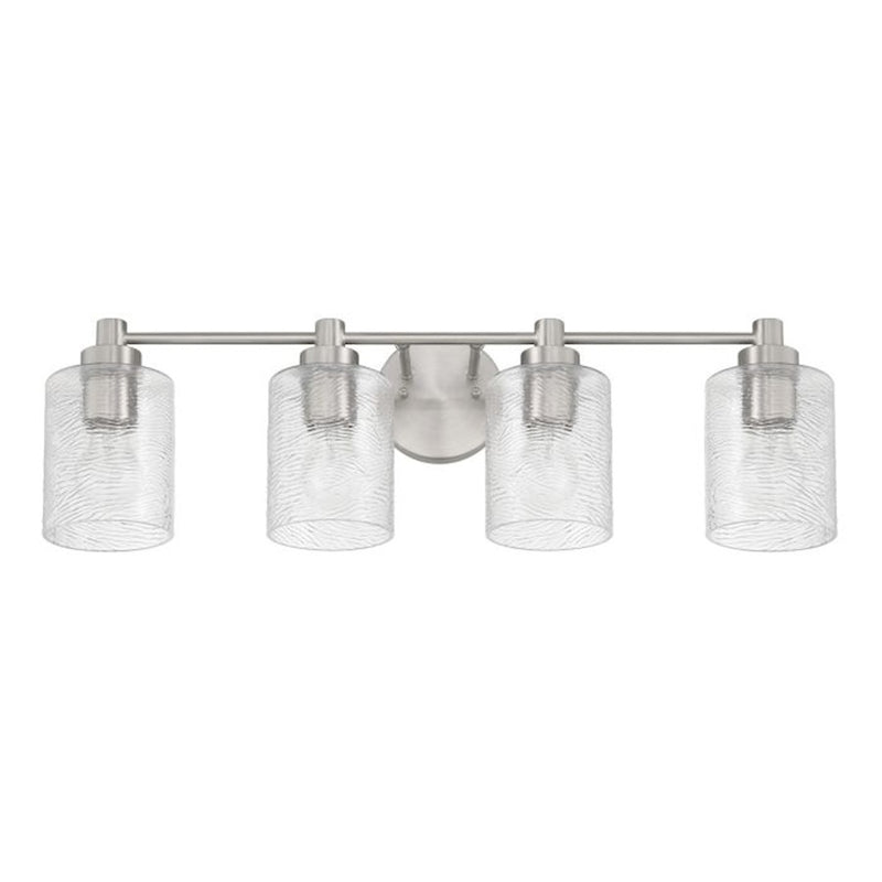 Craftmade Lyndsey 4 Light Vanity, Nickel/Clear Textured