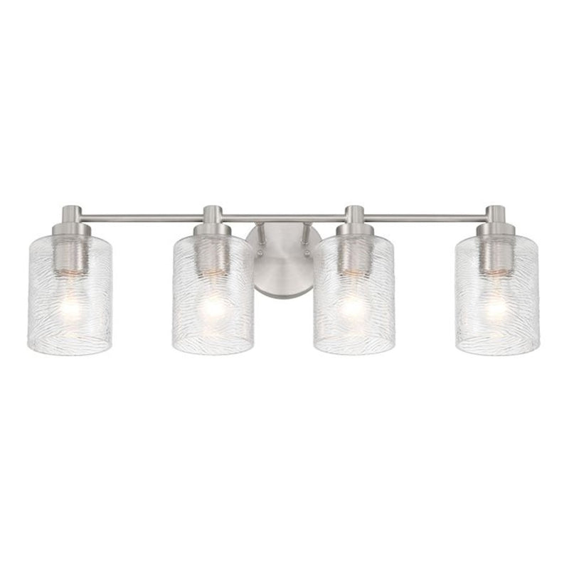 Craftmade Lyndsey 4 Light Vanity, Nickel/Clear Textured